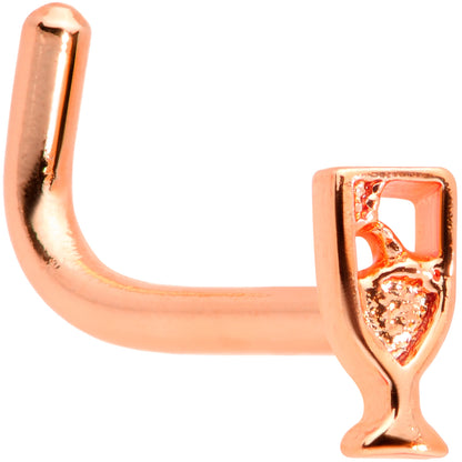 18G 5/16 Rose Gold Tone New Years Champagne L Shaped Nose Ring