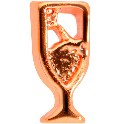 18G 5/16 Rose Gold Tone New Years Champagne L Shaped Nose Ring
