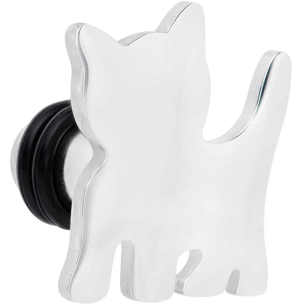 Steel Cat Lover Kitty Cat Single Flare Plug Set 14G to 0G