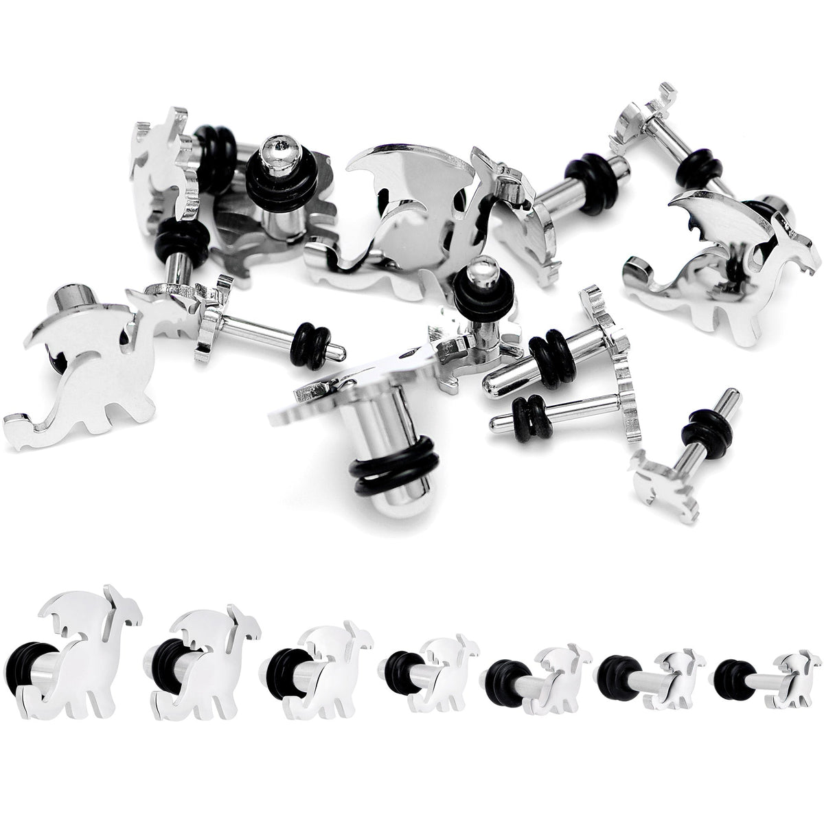Steel Fantasy Dragon Single Flare Plug Set 14G to 2G