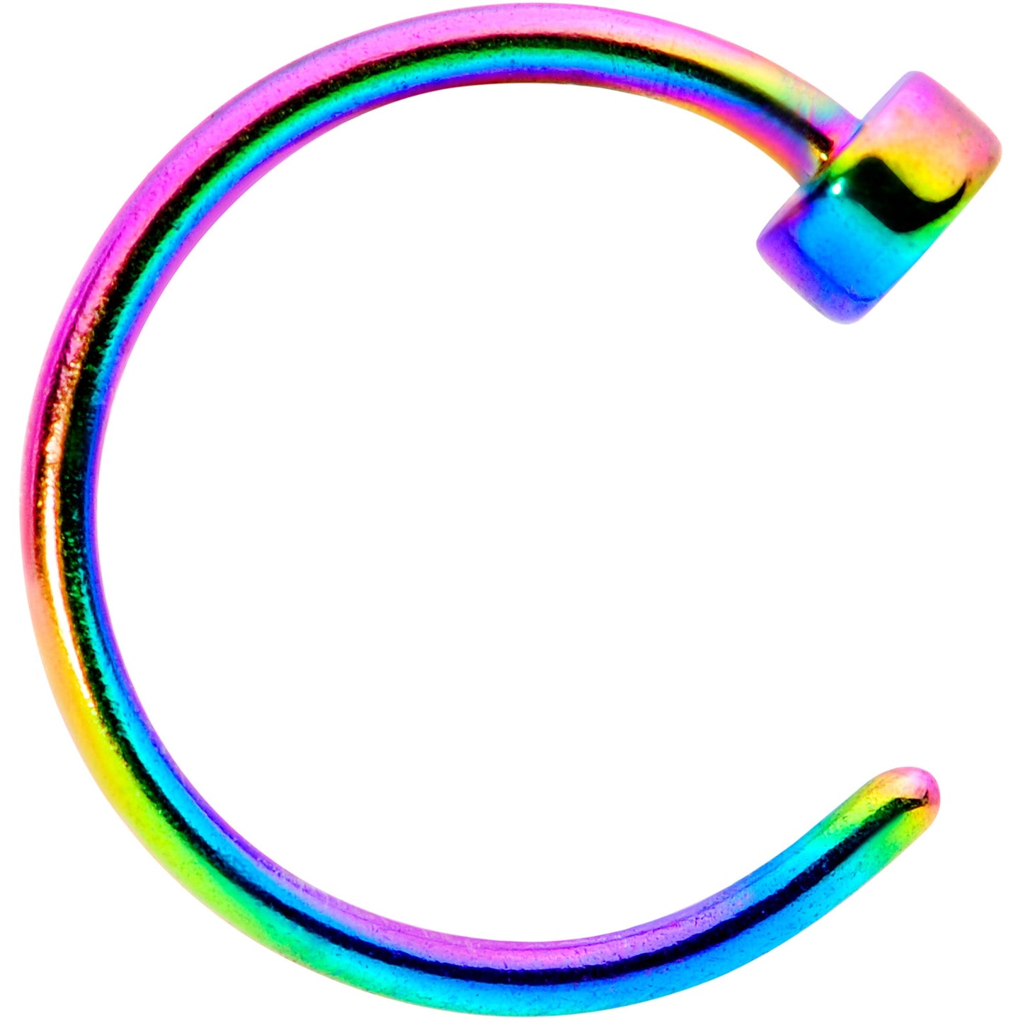 22G 1/4 Rainbow Disc Nose Hoop