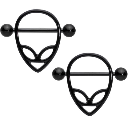 14G 3/4 Black UFO Alien Nipple Shield Set