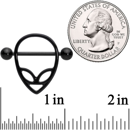14G 3/4 Black UFO Alien Nipple Shield Set