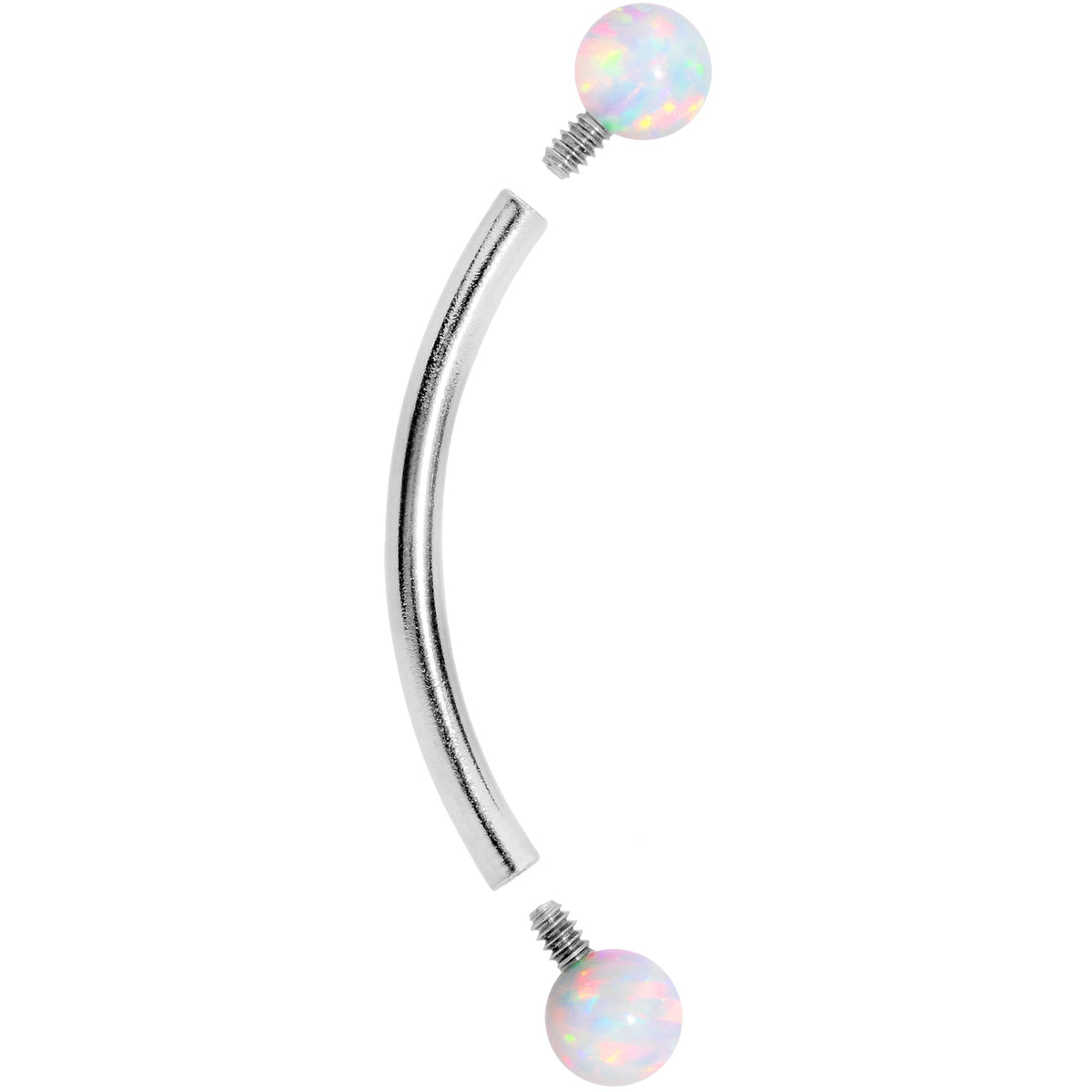 16G 9/16 3mm White Synthetic Opal Curved Barbell
