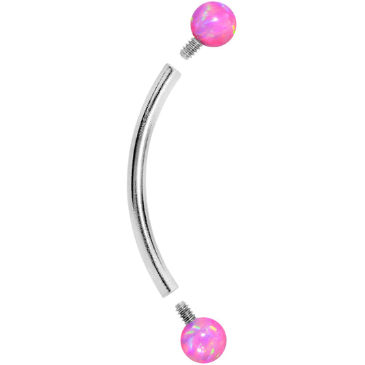 16G 9/16 3mm Pink Synthetic Opal Curved Barbell