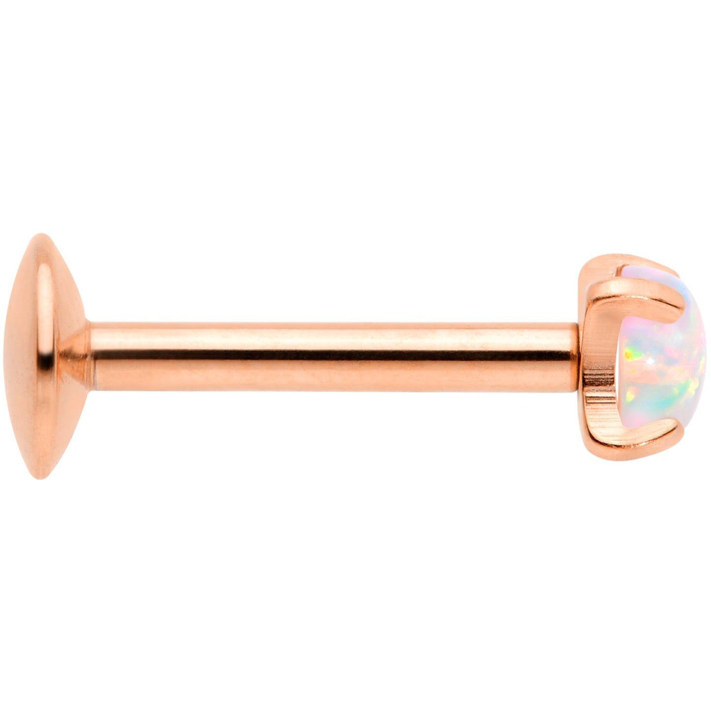 16G 5/16 3mm Syn Opal Rose Gold G23 Titanium Internal Thread Labret