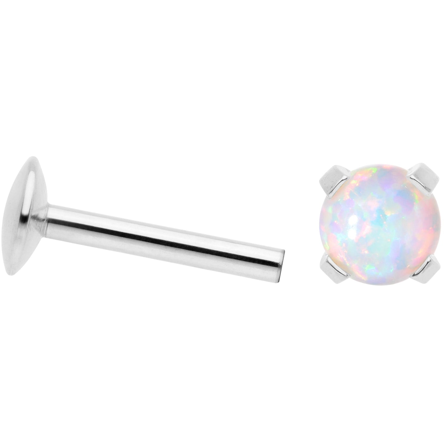 16G 5/16 4mm White Syn Opal G23 Titanium Internal Thread Labret