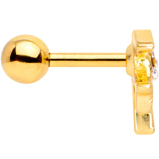 16G 1/4 Clear Gem Gold Tone Flying Bird Cartilage Tragus Earring