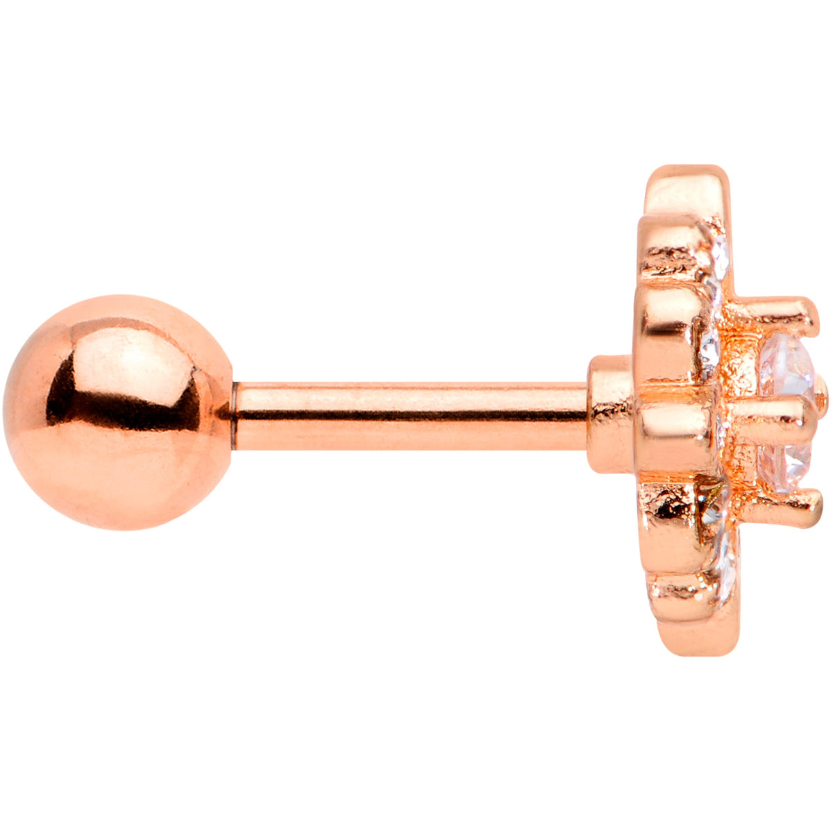 16G 1/4 Clear Gem Rose Gold Tone Celtic Cluster Cartilage Tragus