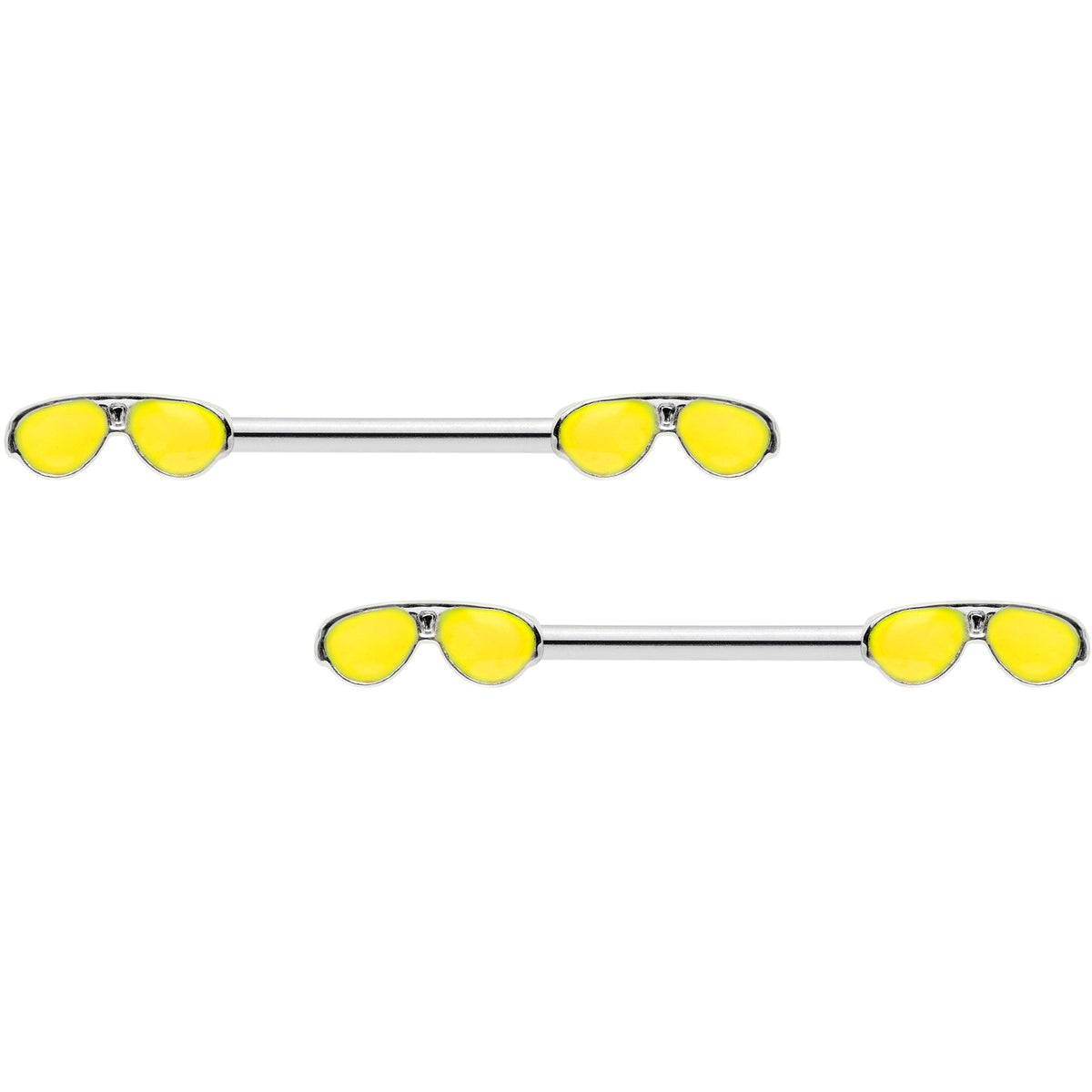14G 9/16 Yellow Aviator Sunglasses Barbell Nipple Ring Set
