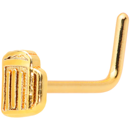 20G 5/16 Gold Tone Happy Hour Beer Mug L Shaped Nose Ring