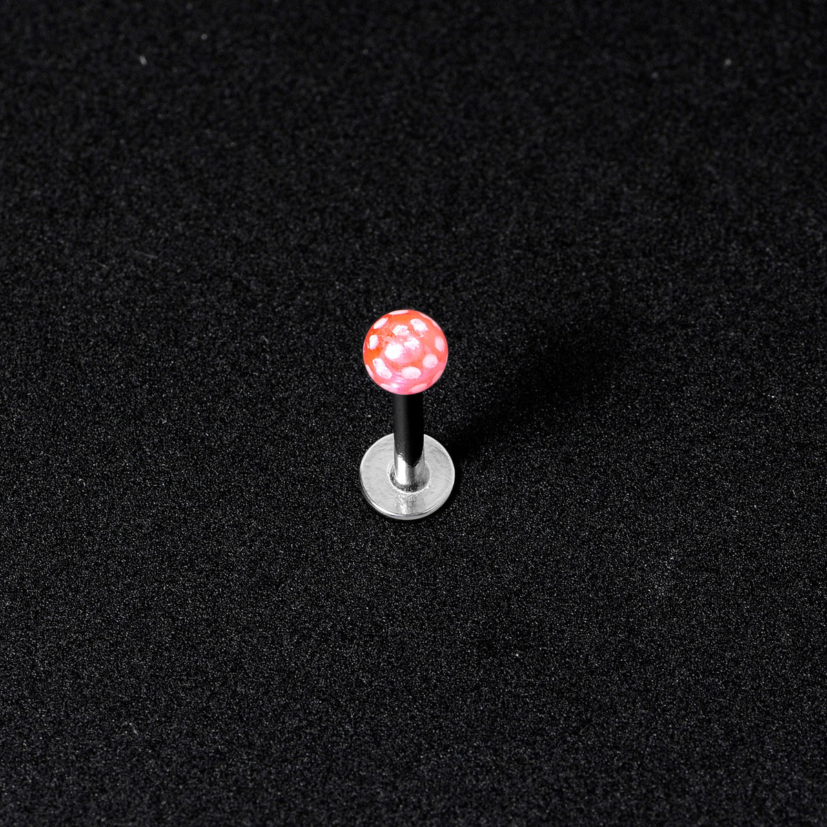 16G 1/4 Pink Polka Dot UV Reactive Acrylic Ball Labret Tragus