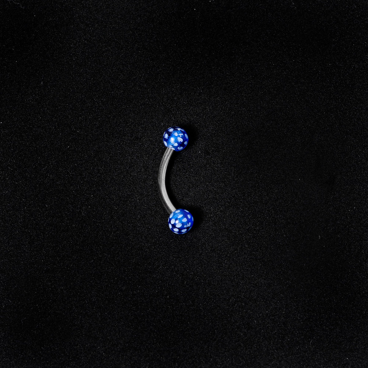 16G 5/16 Blue Polka Dot UV Reactive Acrylic Ball Curved Barbell