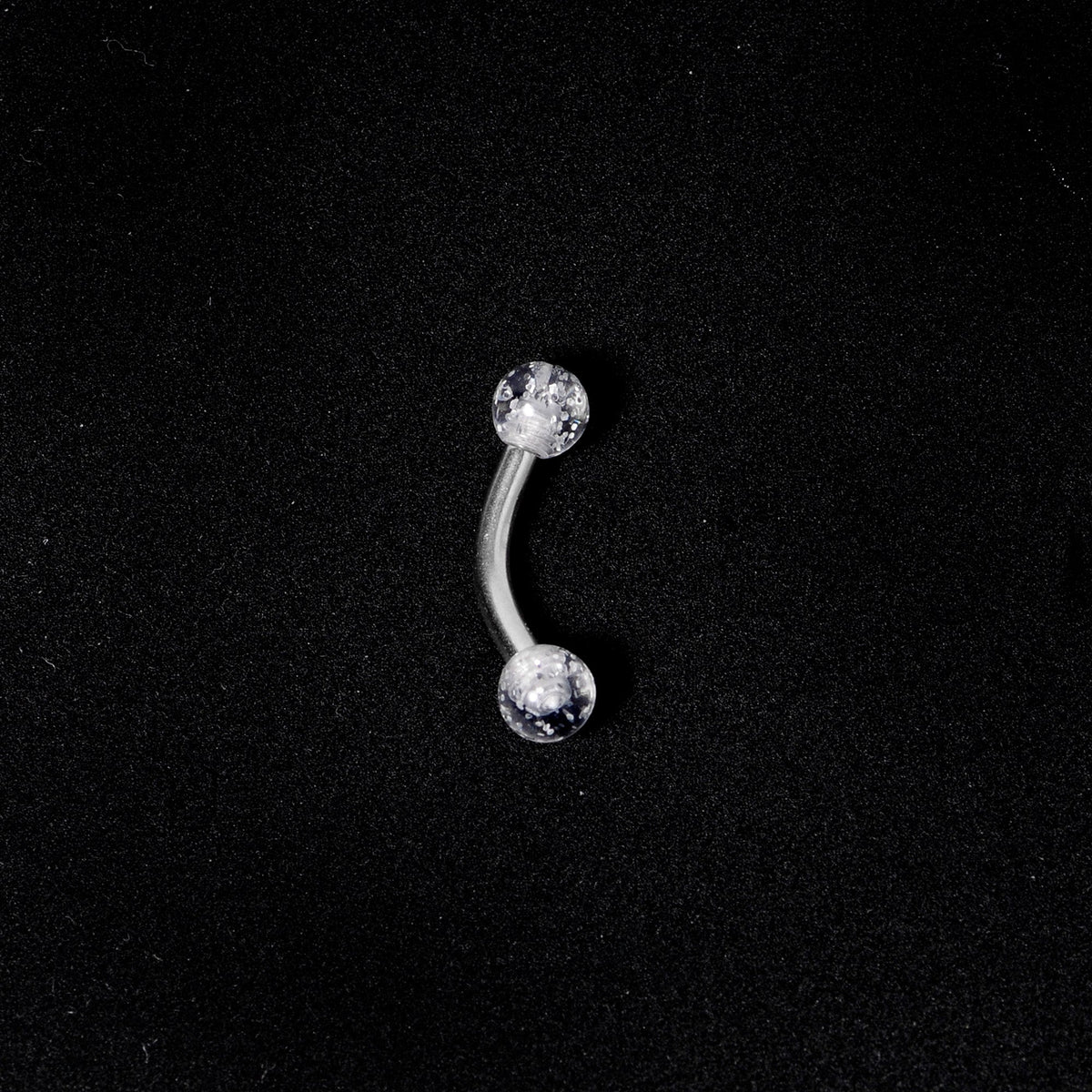 14G 5/16 Clear Speckled Acrylic End Curved Eyebrow Ring