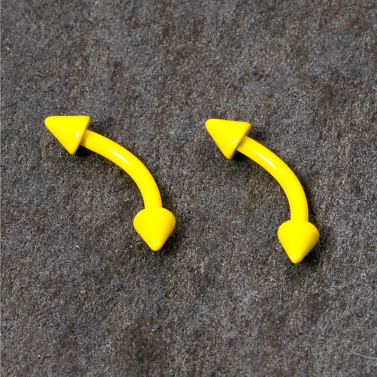 16G 5/16 Yellow Glow in the Dark Cone End Curved Barbell Set of 2