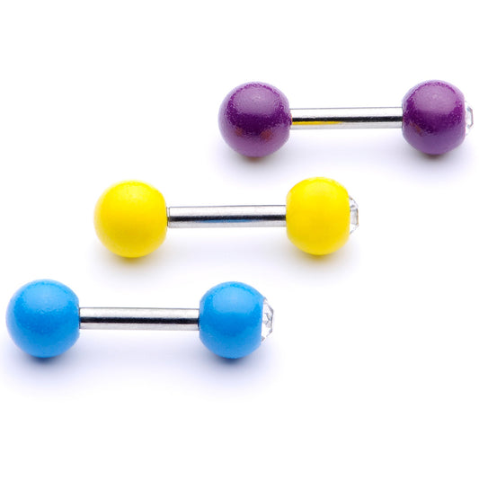 16G 1/4" Clear Gem Color Glow Straight Barbell Cartilage Set