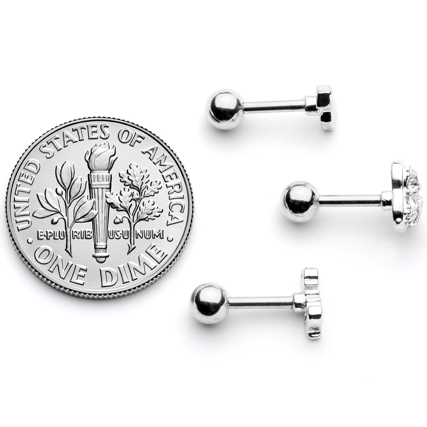16G 1/4 Clear Gem Valentine Cartilage Tragus Set