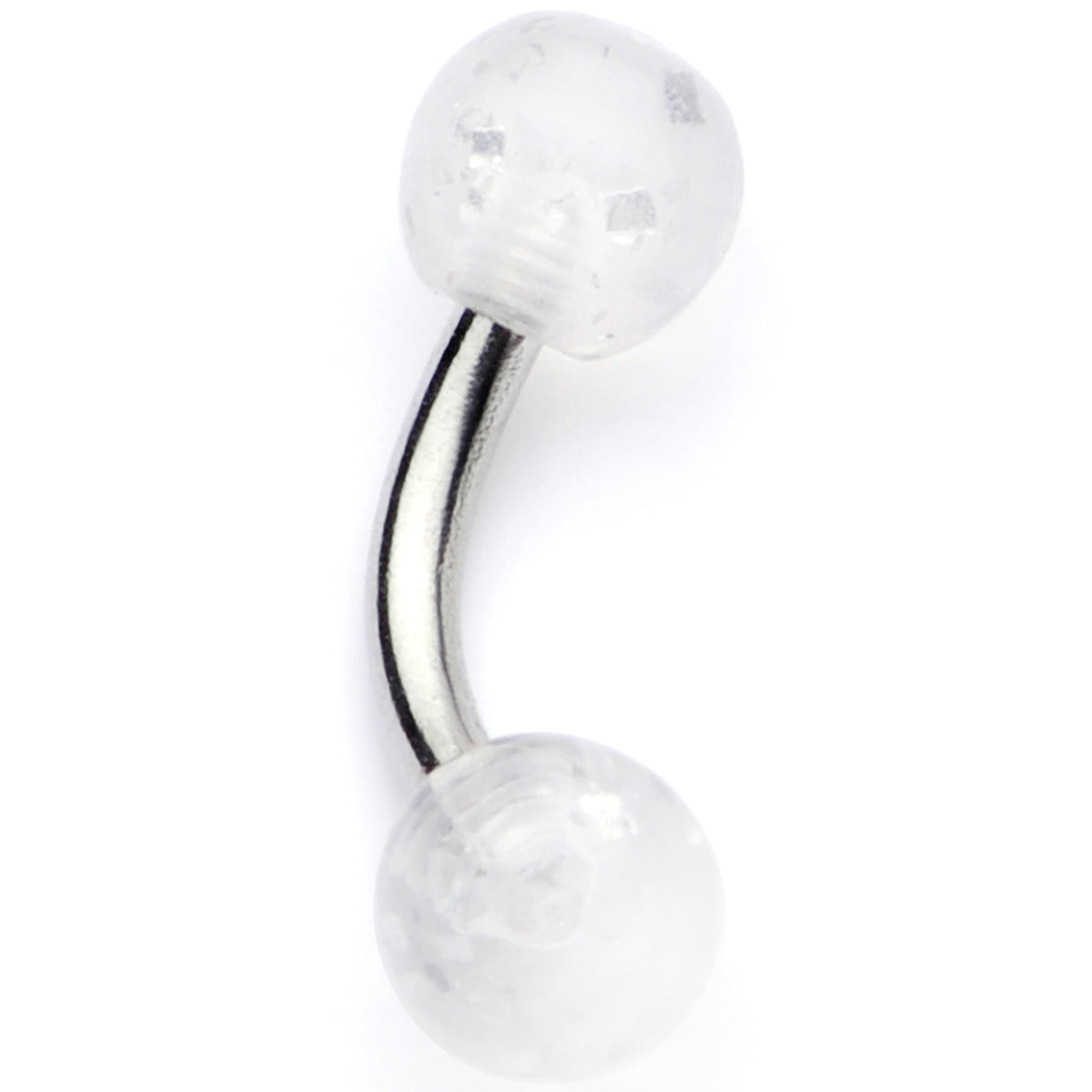 16G 1/4 Clear Speckled Acrylic Ends Curved Barbell