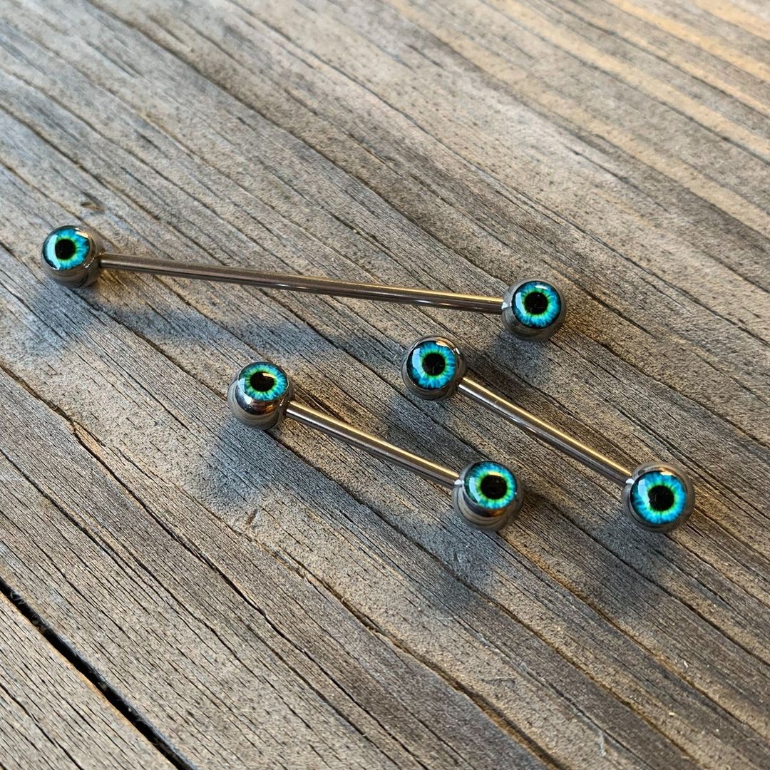 14G Haunting Human Eyeball Halloween Industrial Barbell 38mm