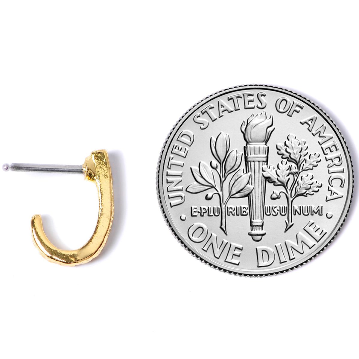 20G 5/16 Gold Tone Dainty Dots Faux Hoop L Shaped Nose Ring