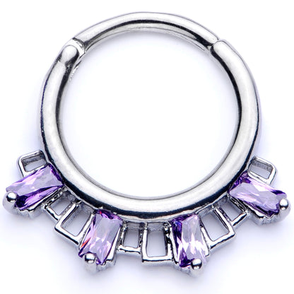 16G 3/8 Purple Gem Rectangle Septum Clicker