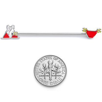 14G Red Itty Bitty Bikini Industrial Barbell 38mm