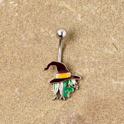 Ghastly Green Woods Witch Halloween Belly Ring