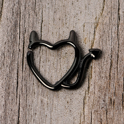 16G 5/16 Black Little Devil Halloween Heart Closure Ring