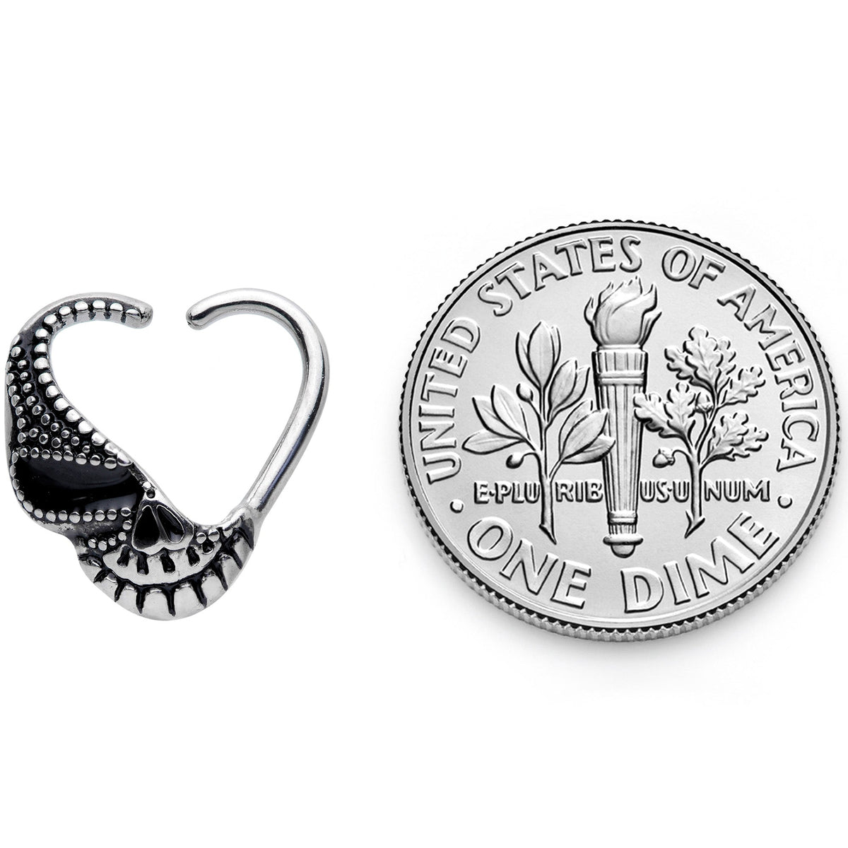 16G 3/8 Skull Halloween Right Heart Closure Ring