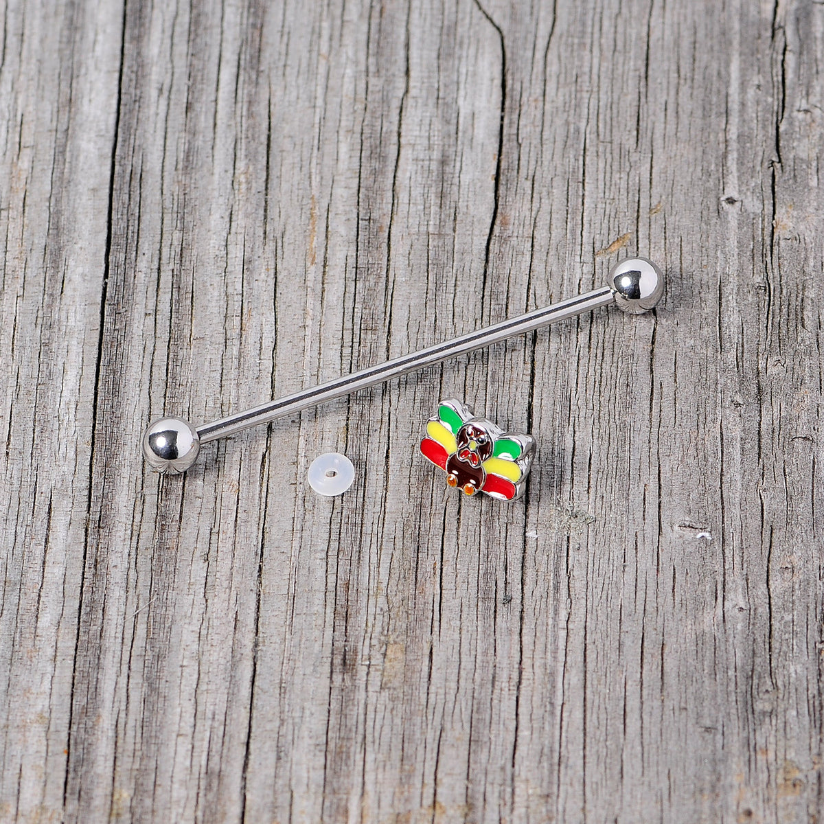 14G Rasta Turkey Thanksgiving Industrial Barbell 38mm