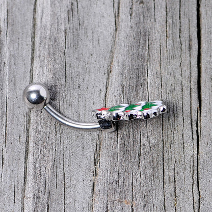 Green Red White Christmas Tree Holiday Belly Ring