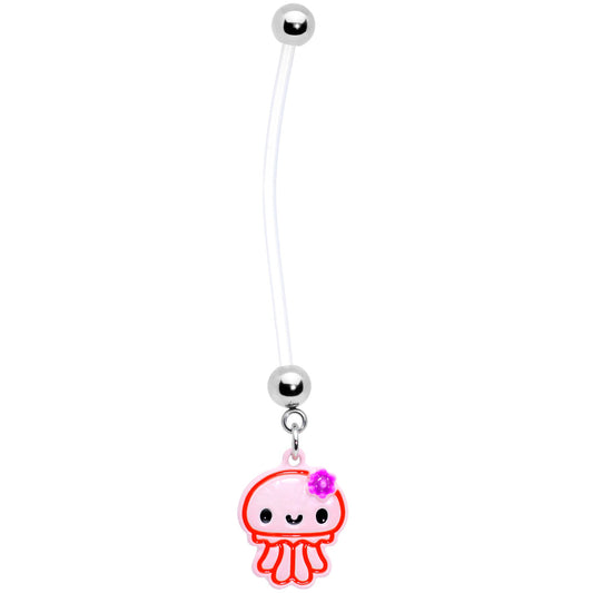 Bundle of Joy Baby Pink Squid Jellyfish Nautical Dangle Pregnancy Belly Ring