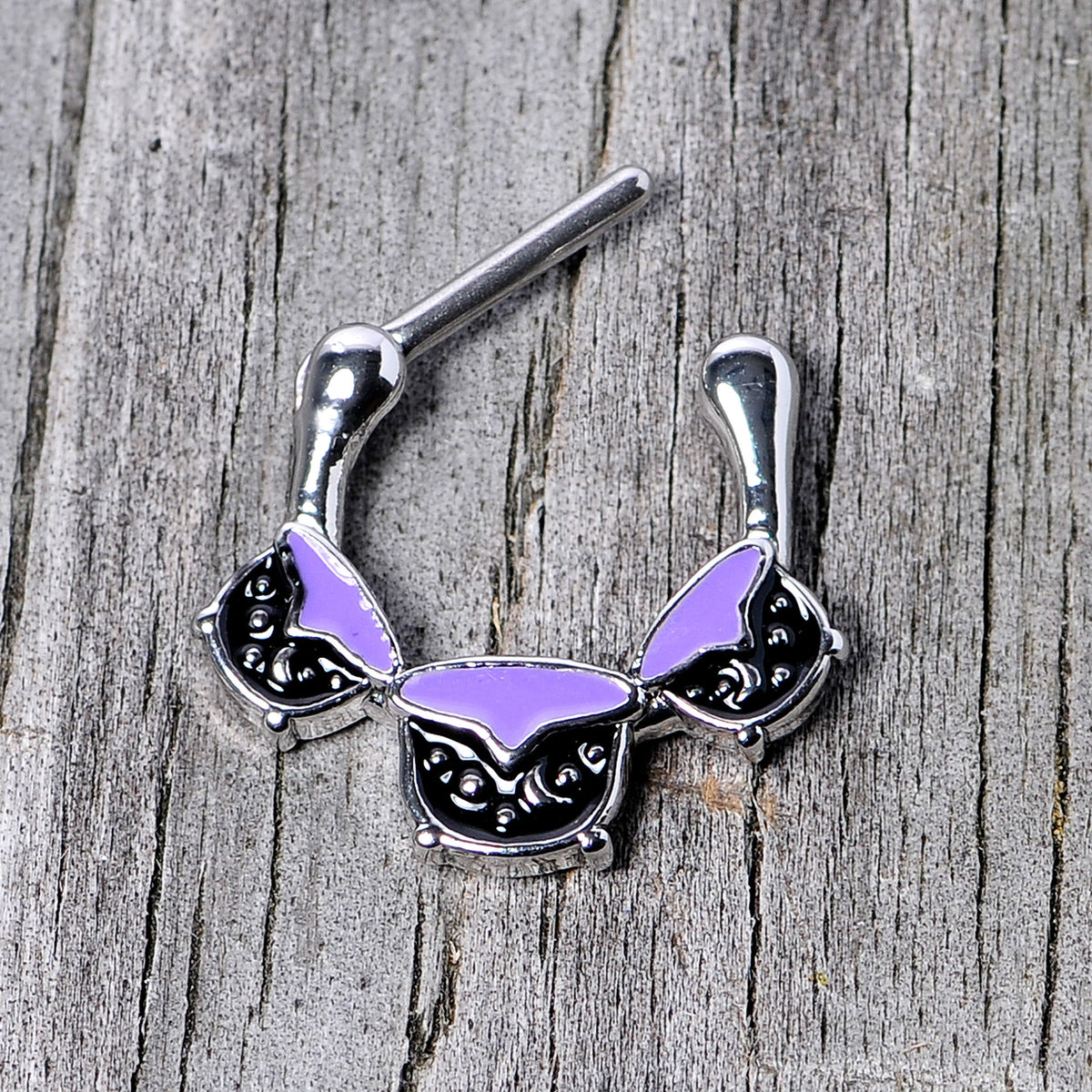 16G 3/8 Black Purple Cauldron Halloween Cartilage Clicker
