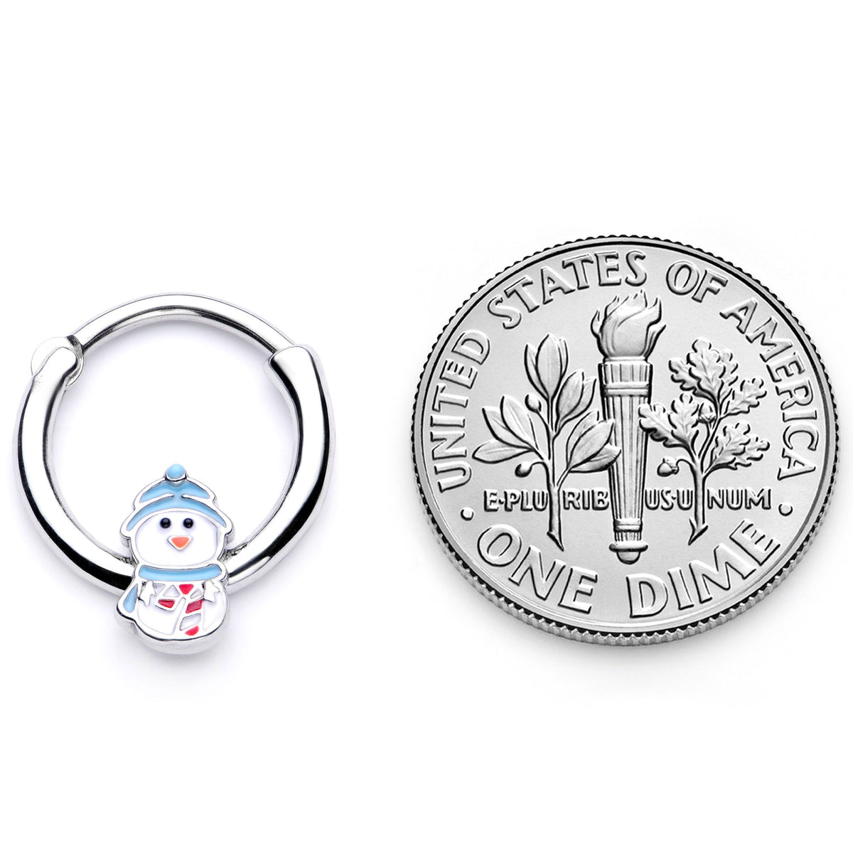 16G 3/8 Snowman Winter Holiday Christmas Septum Clicker