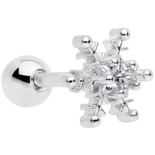16G 1/4 Clear Gem Winter Snowflake Cartilage Tragus