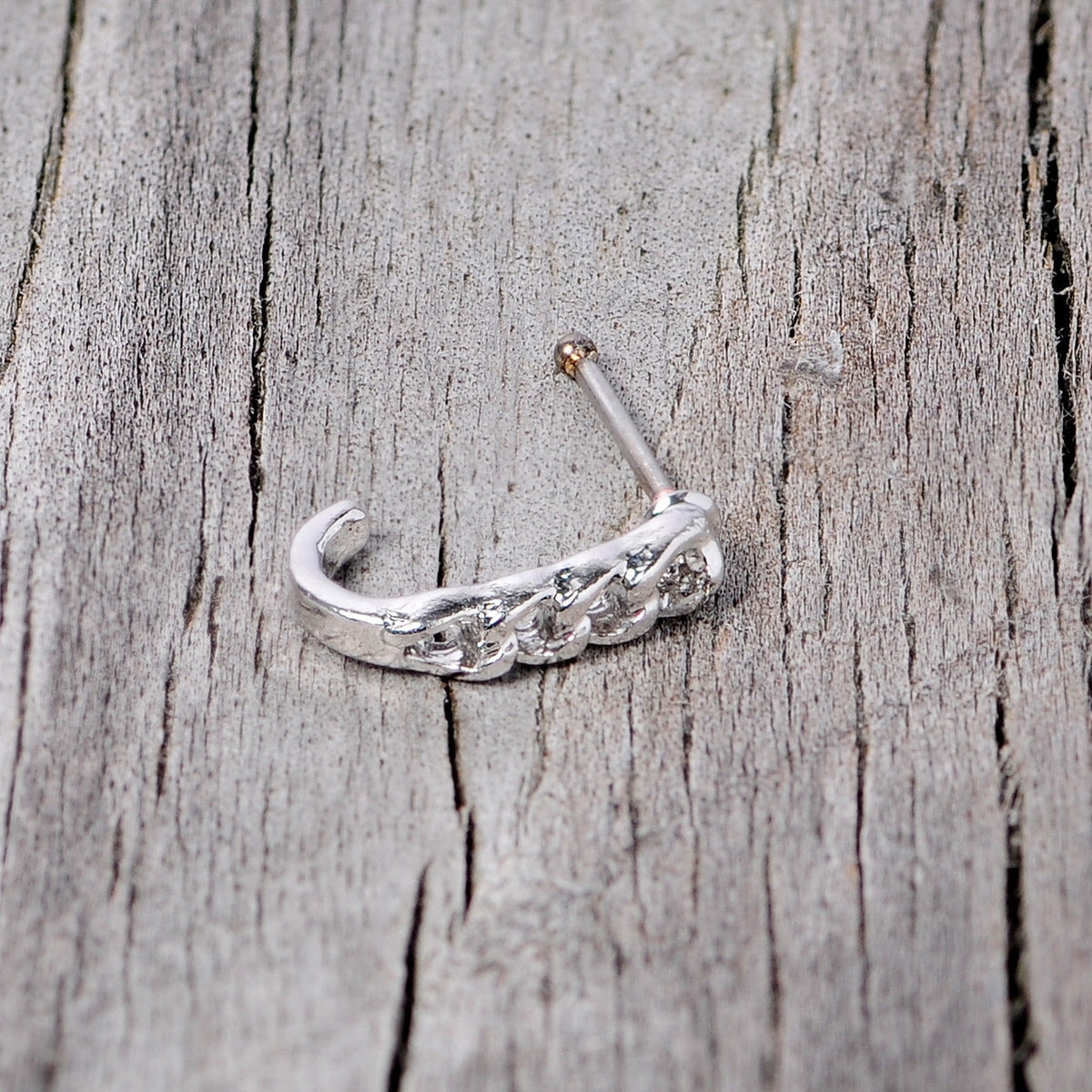 20G 3/8 Steel Chain Link Faux Hoop Nose Bone