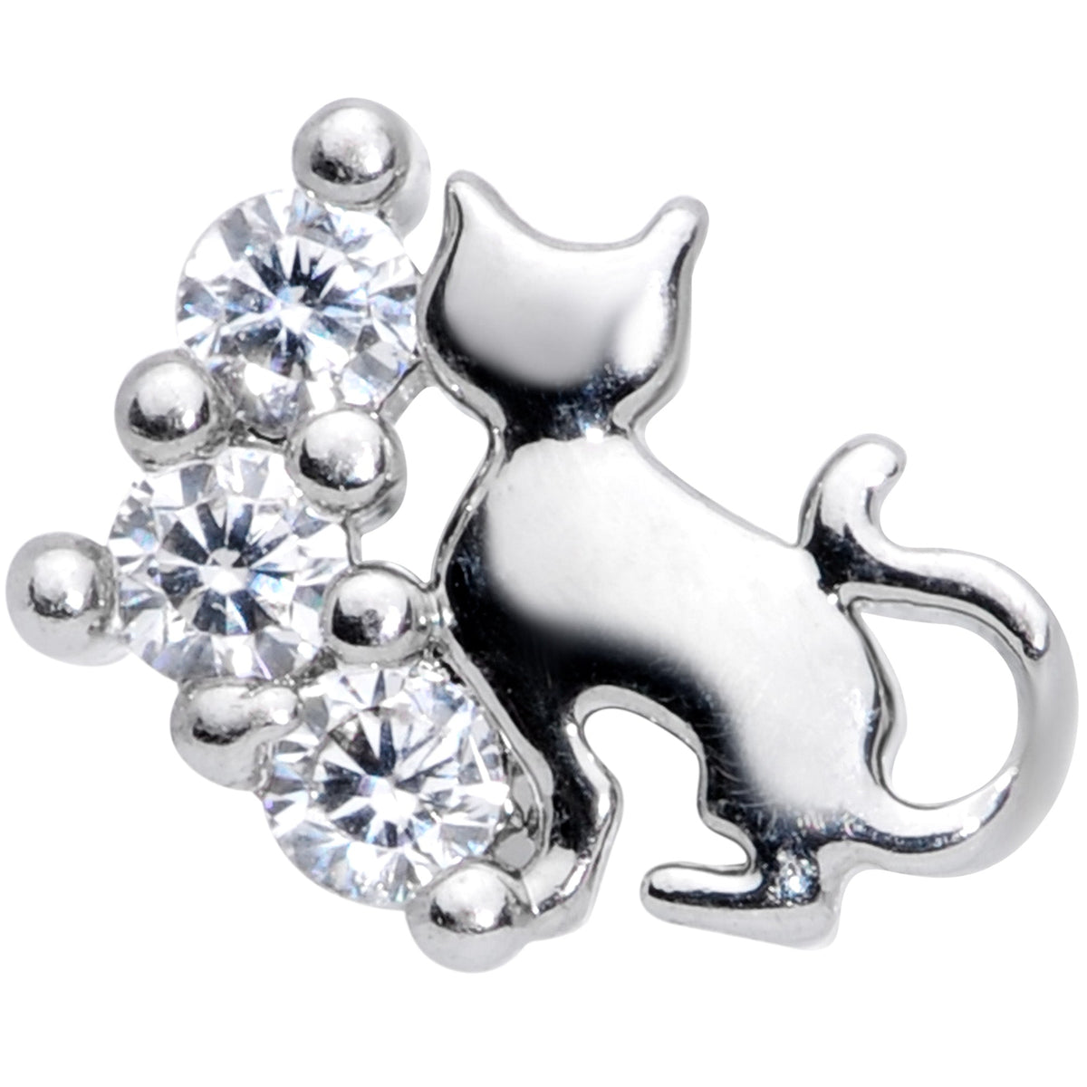 16G 1/4 Clear CZ Gem Curve Cat Cartilage Tragus Earring