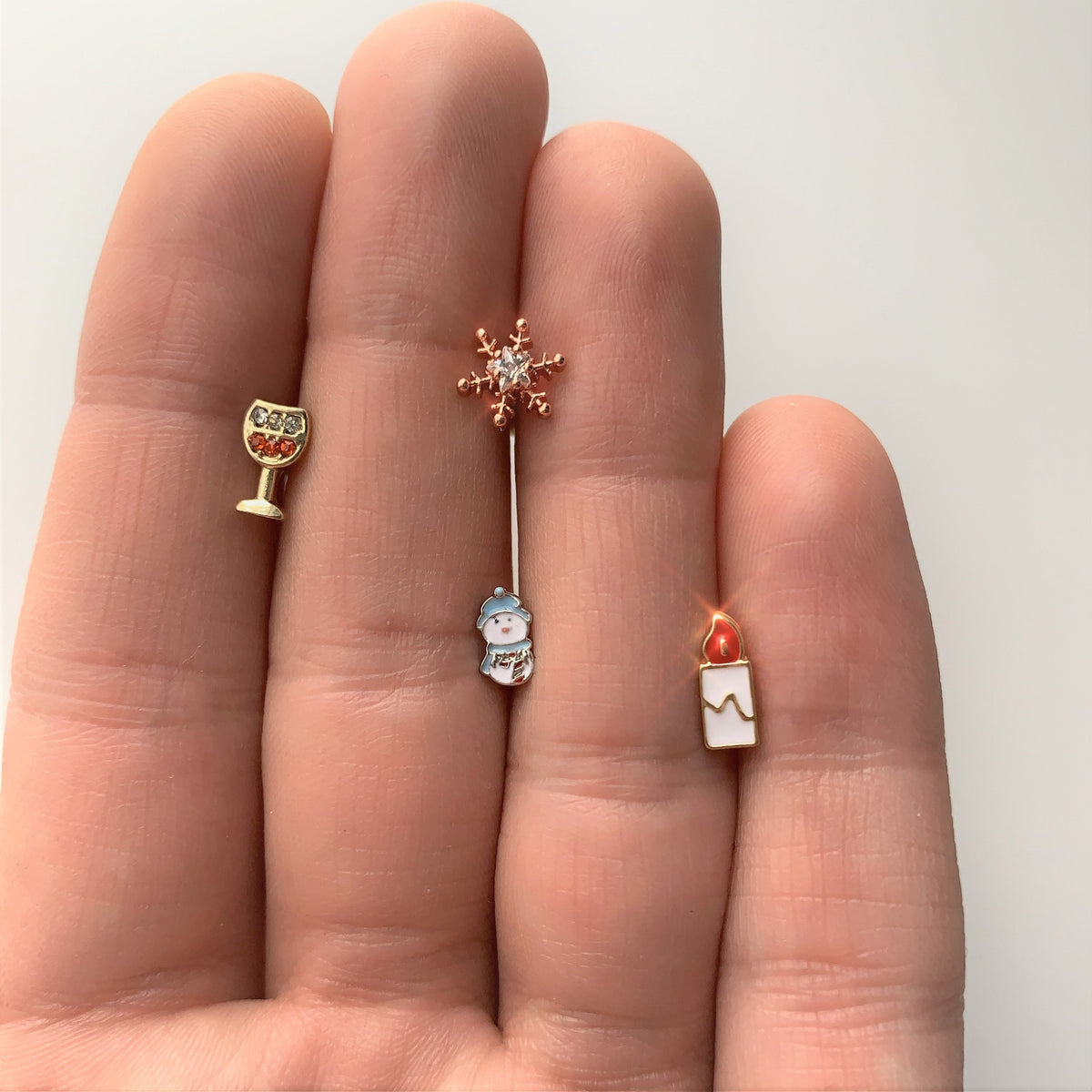 16G 1/4 Clear Gem Rose Gold Tone Snowflake Cartilage Tragus