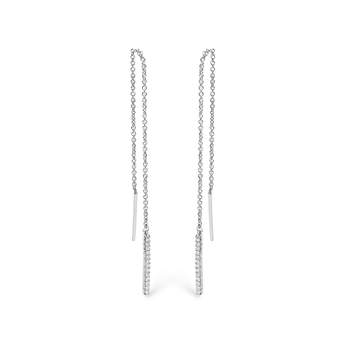 10K White Gold 1/10 Cttw Diamond Threader Earrings