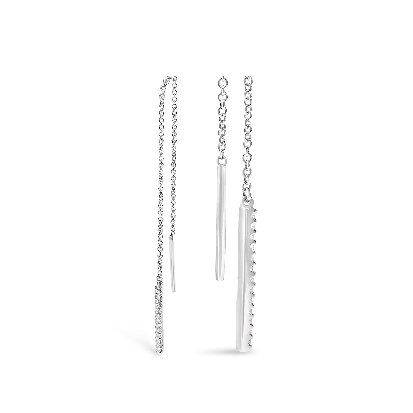 10K White Gold 1/10 Cttw Diamond Threader Earrings