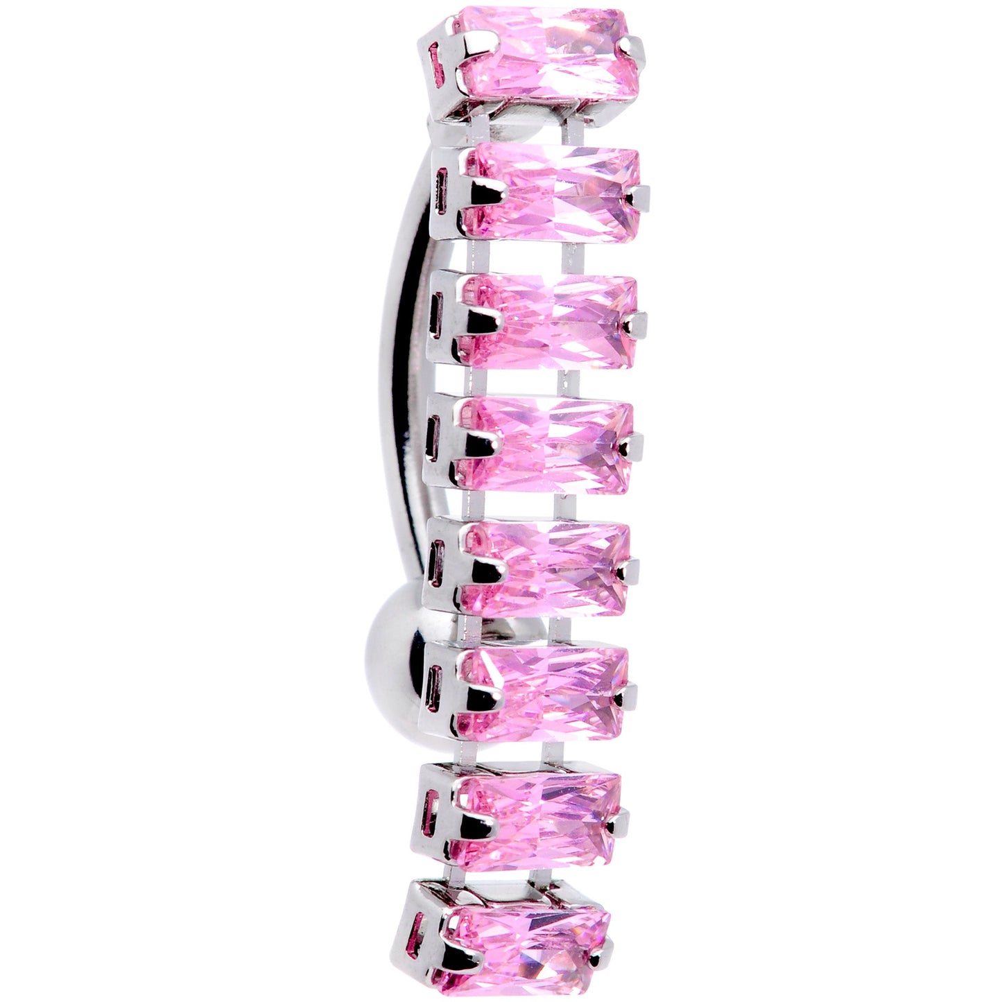 Pink CZ Gem Band of Beauty Top Mount Belly Ring