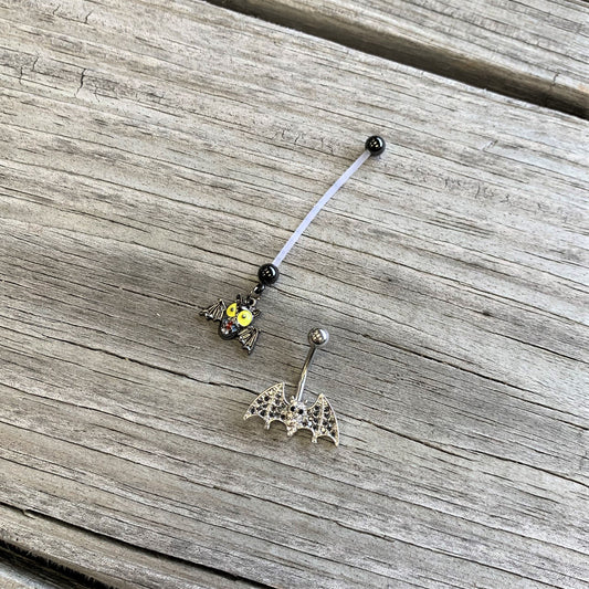 Gone Batty Scary Bat Halloween Dangle Pregnancy Belly Ring