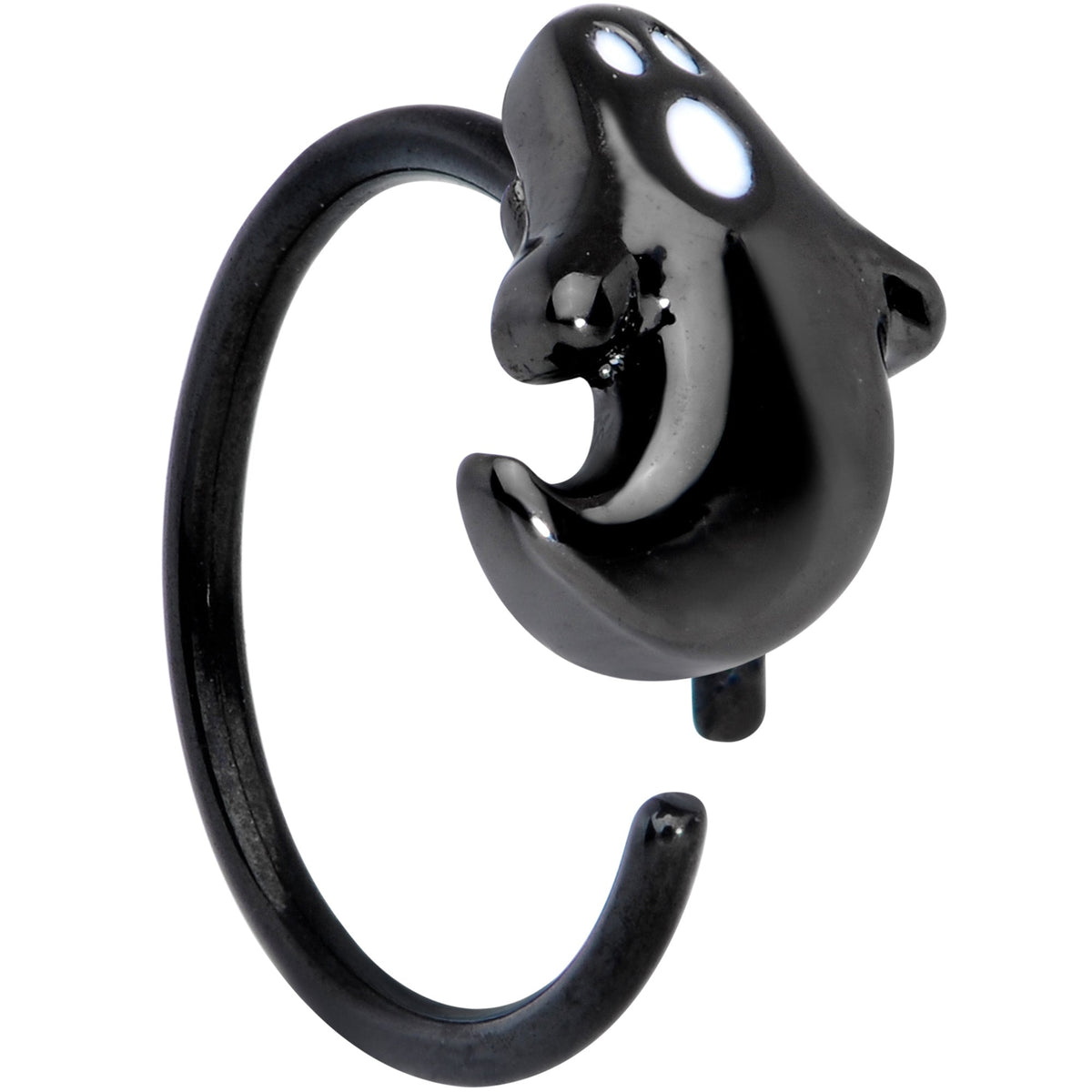 20G 5/16 Black Plated Howling Ghost Halloween Nose Hoop