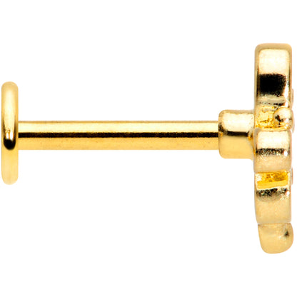 16G 5/16 Clear CZ Gem Gold Tone Fancy Heart Labret Monroe Tragus