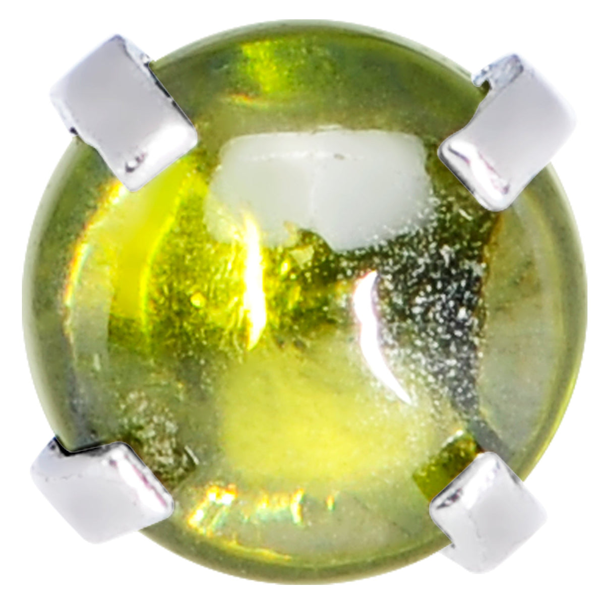 16G 1/4 Green CZ Gem Smooth Hemisphere Cartilage Tragus Earring