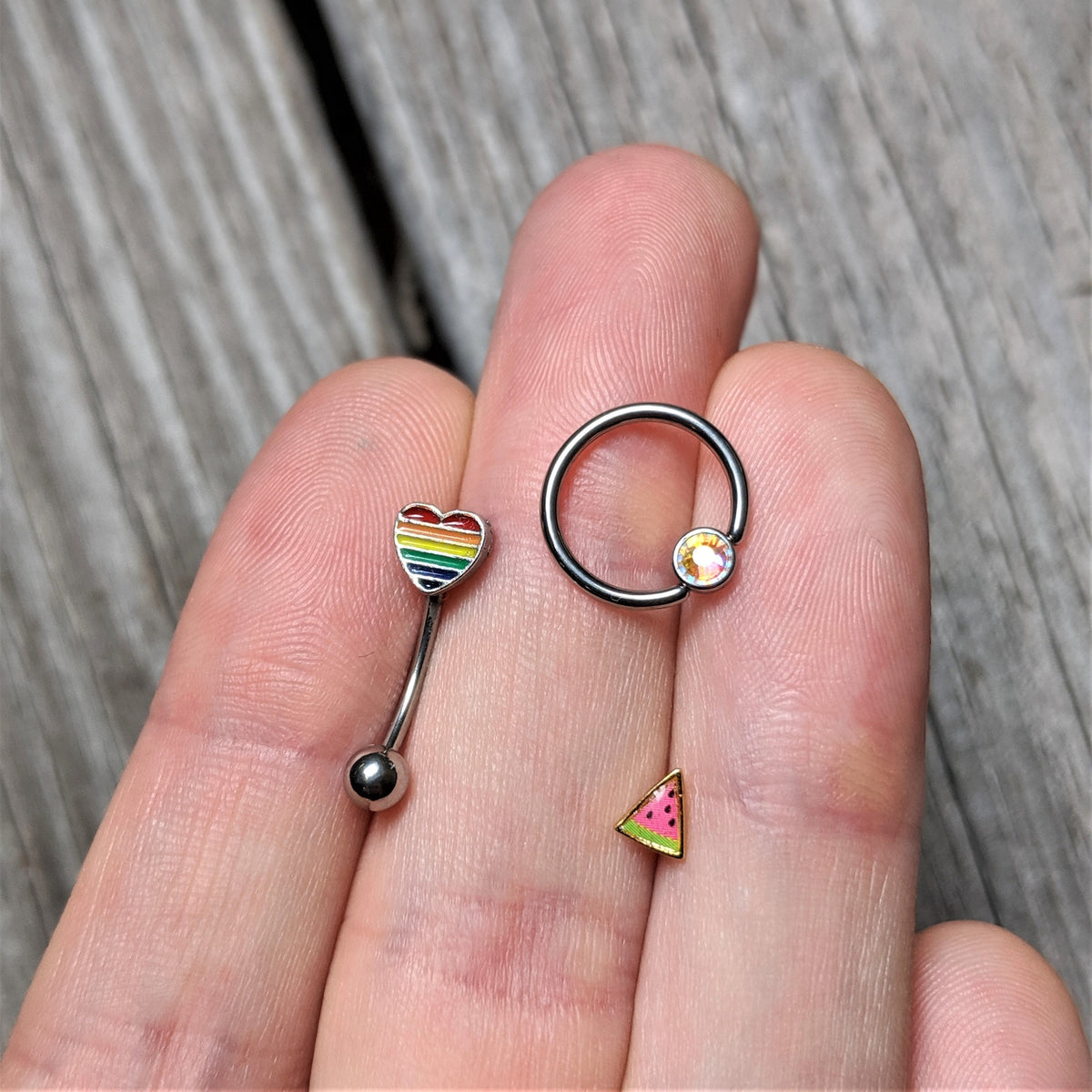 16G 3/8 Aurora Gem 4mm Disc BCR Ball Closure Ring
