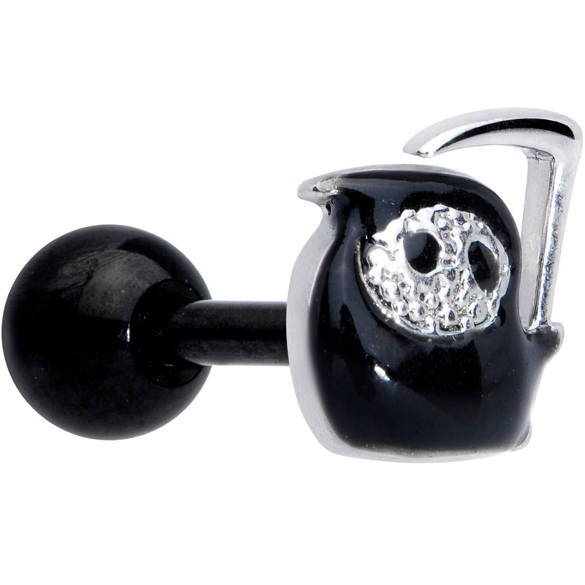 16G 1/4 Black Grim Reaper Halloween Cartilage Tragus