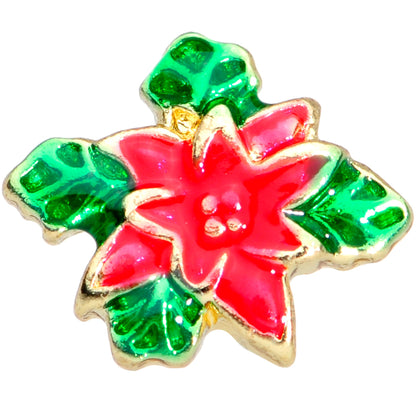 20G 1/4 Holiday Poinsettia Christmas Nose Bone