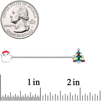 14G Red Gem Santa Christmas Tree Industrial Barbell 38mm