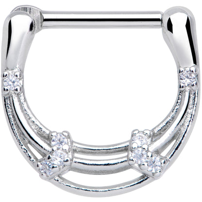16G 3/8 Clear Gem Bands Open Loops Septum Clicker